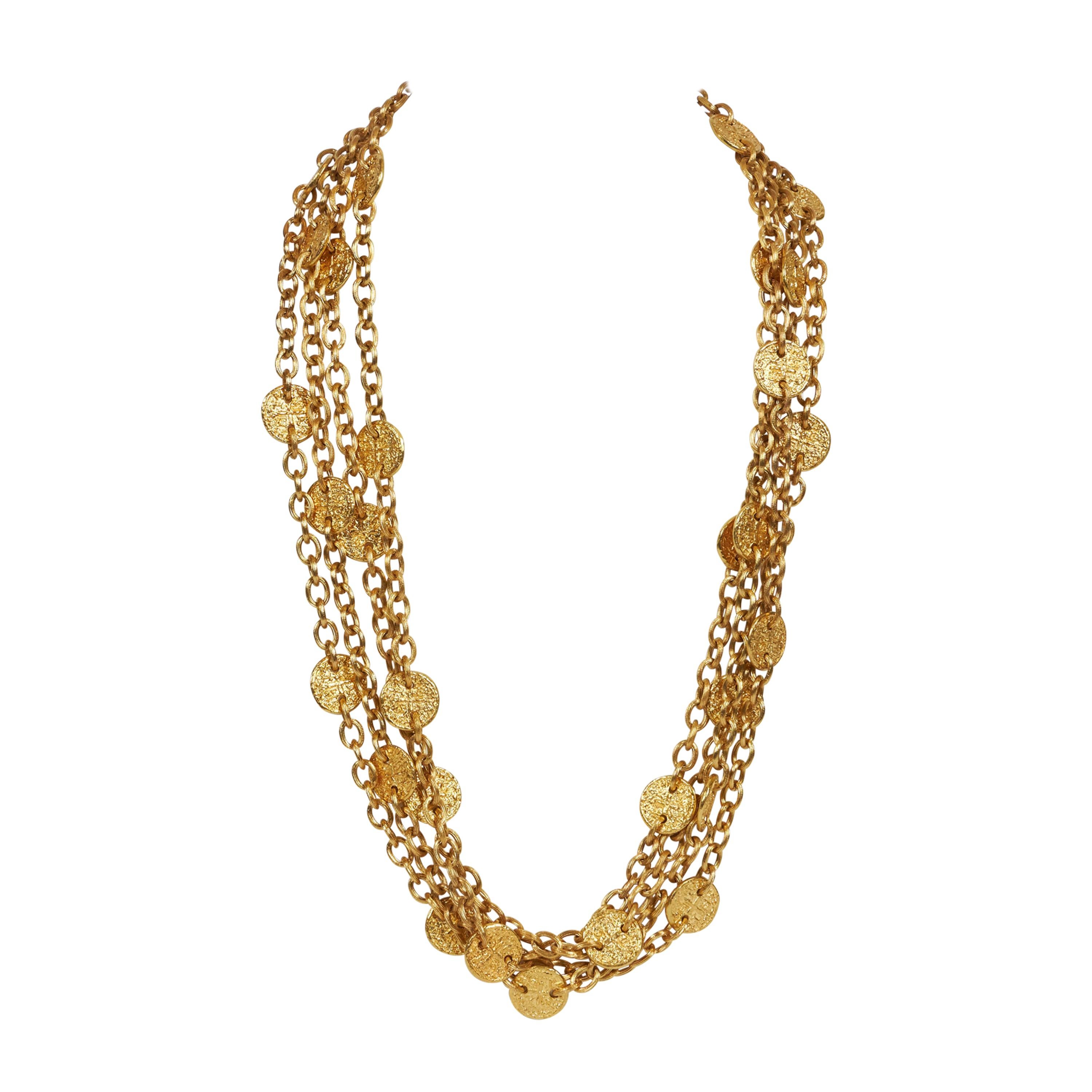 1990
s Chanel Unique Extra Long Coin Necklace