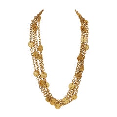 1990's Chanel Unique Extra Long Coin Necklace