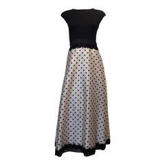 Vintage Geoffrey Beene Black and White Polkadot Gown