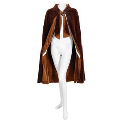 Used 1930 Chanel Haute Couture Documented Velvet Scarf-Neck Sculpted Cape 
