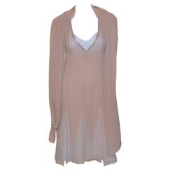 Chanel 2004 Spring Collection Silk Chiffon Sequin Dress w/ Shawl 6
