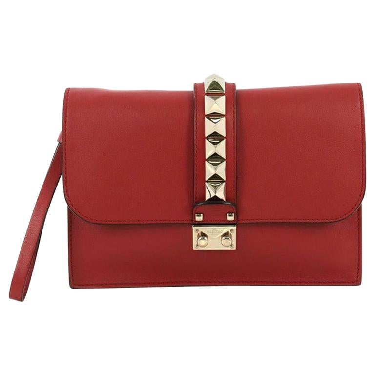 Valentino Glam Lock Clutch Leather at 1stDibs