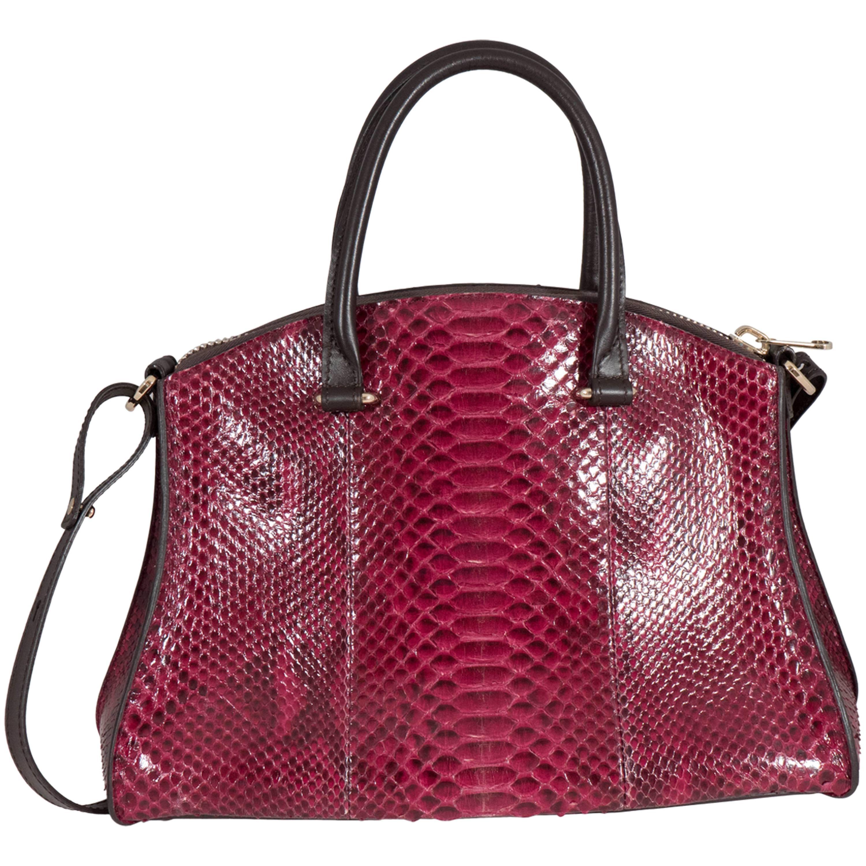 VBH Trevi Siny Wine Python Top Handle Tote For Sale