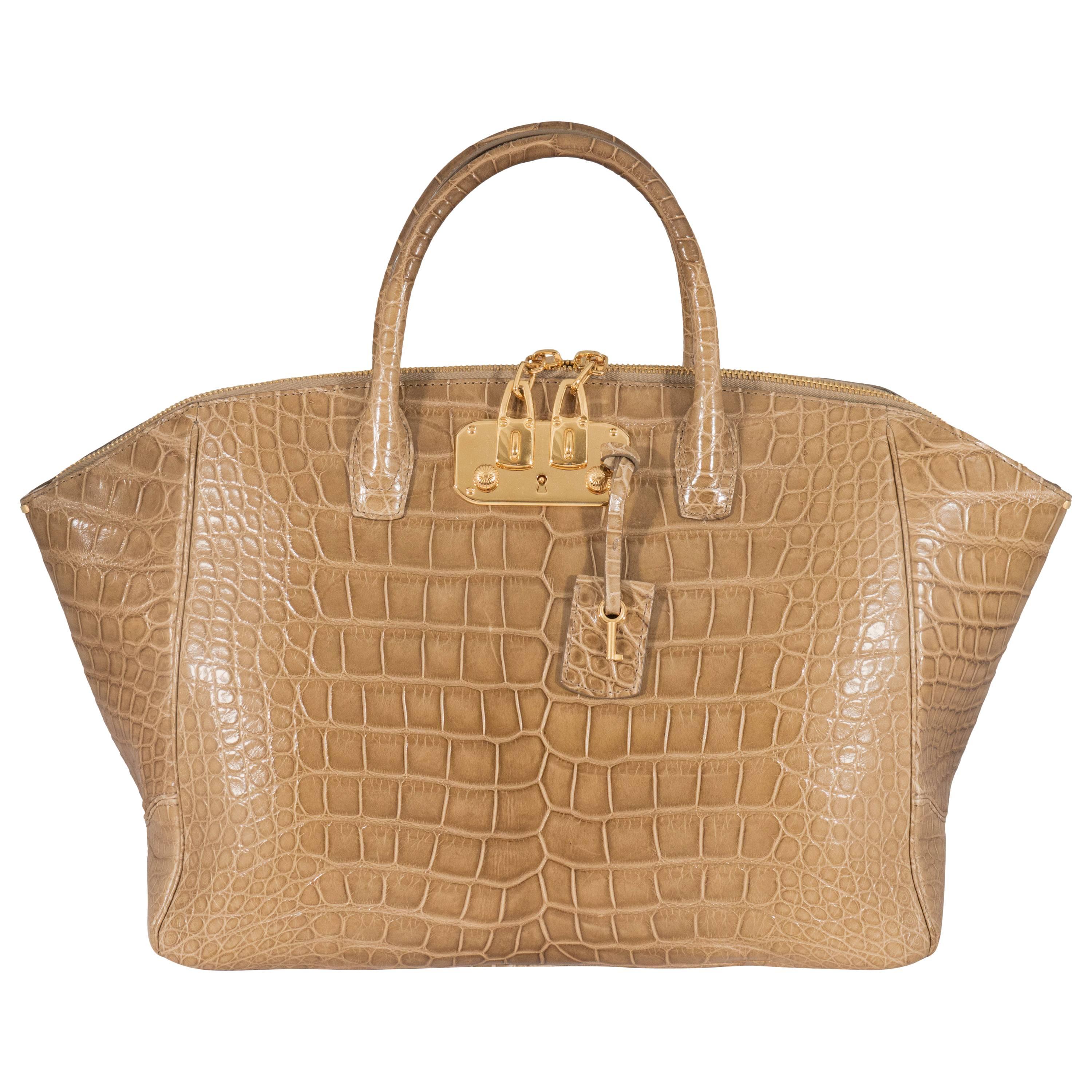 VBH Iconic Brera 40cm Shiny Hickory Alligator Top Handle Tote For Sale
