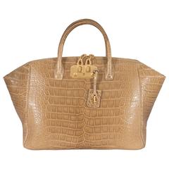 VBH Iconic Brera 40cm Shiny Hickory Alligator Top Handle Tote