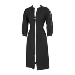 Chloe Black Wool Dress with White Zippers 4