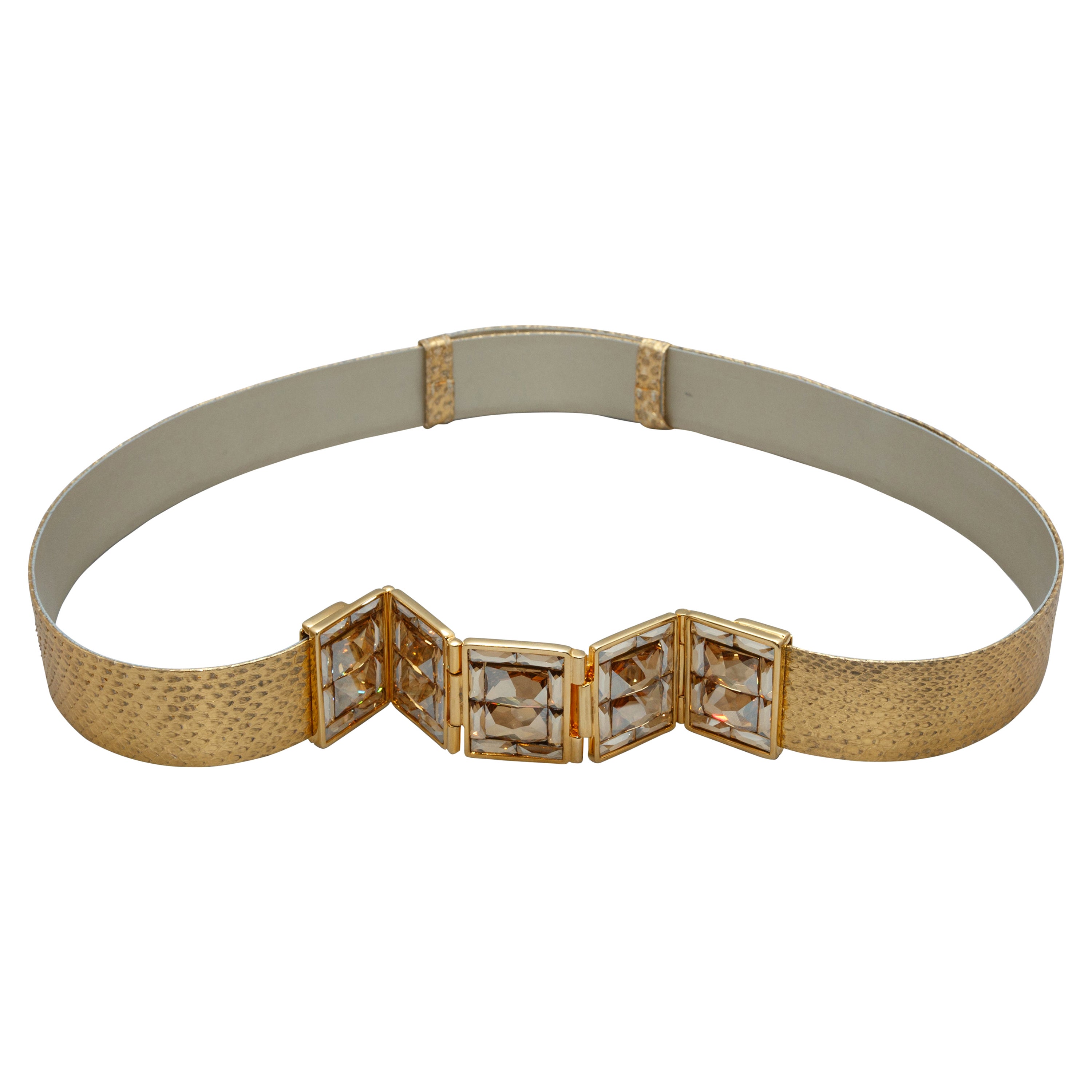 New Rare Tri Gold tone plated braided metal belt buckle belt 24/" small waist