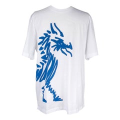 Hermes Men's T-Shirt Blanc w/ Blue Dragon M New w/ Box
