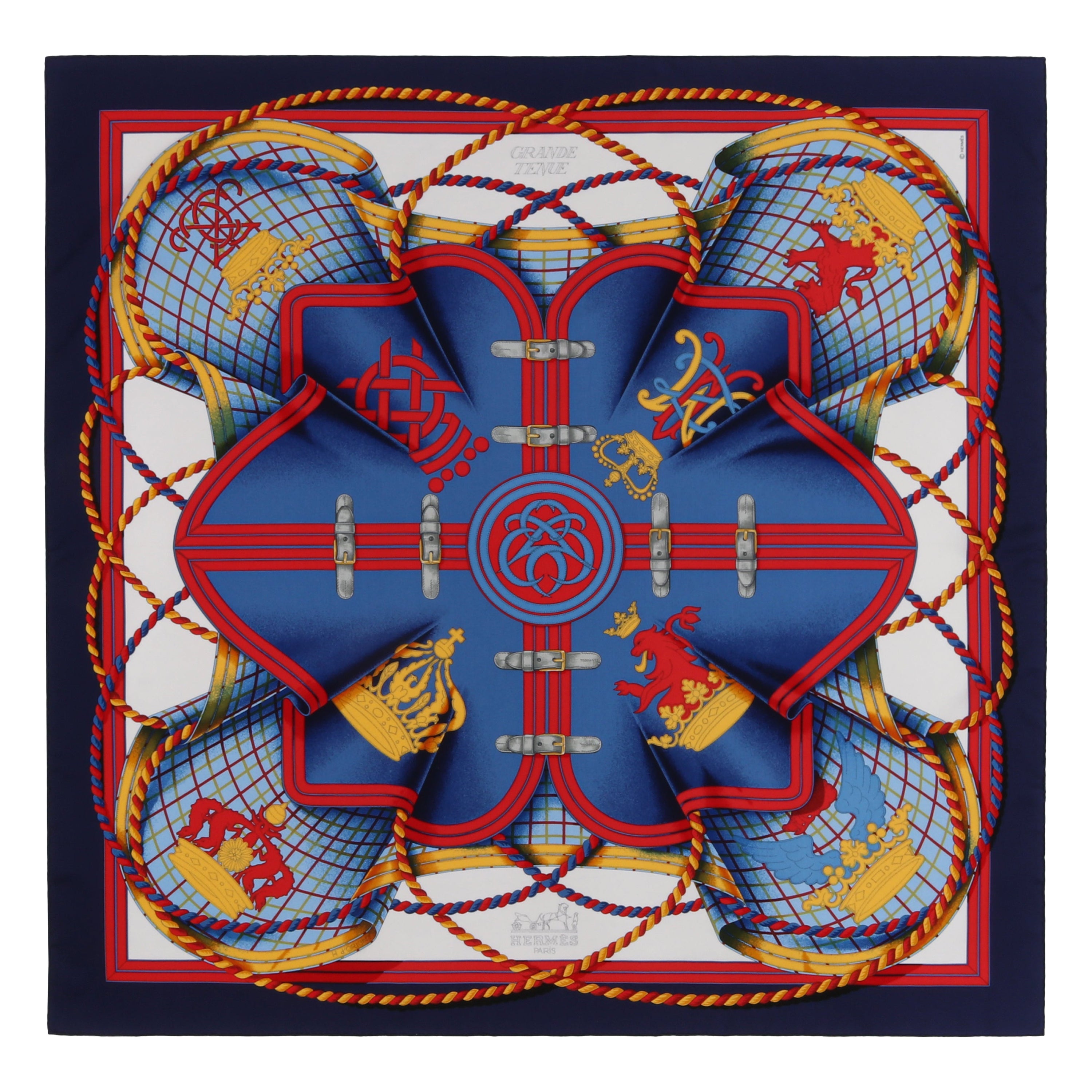 Hermes Scarf Shawl Folklore Motif Rich Color and Design Cashmere Silk ...