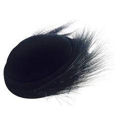 1950s Black Felt and Egret Feather Cocktail Hat