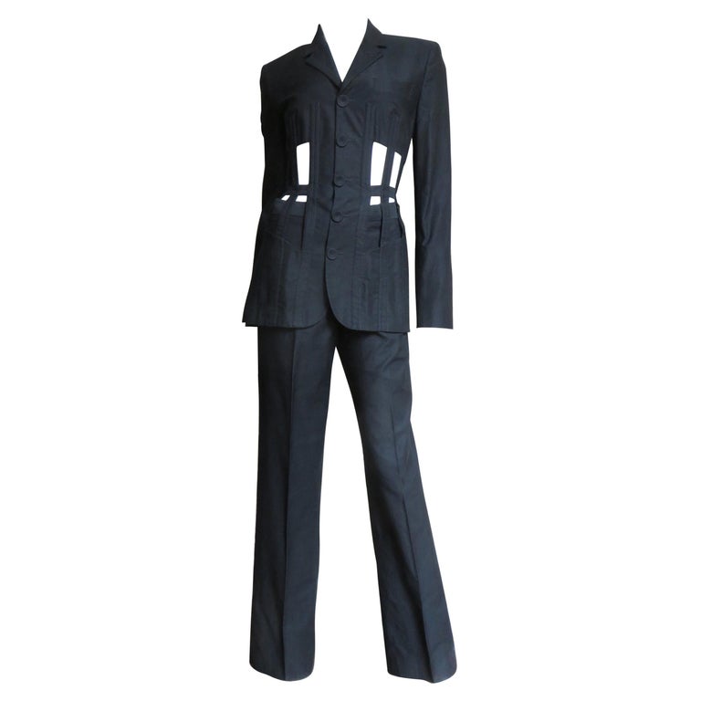 Jean Paul Gaultier Iconic Cage Lace up Jacket Pant Suit S/S 1996 For Sale  at 1stDibs