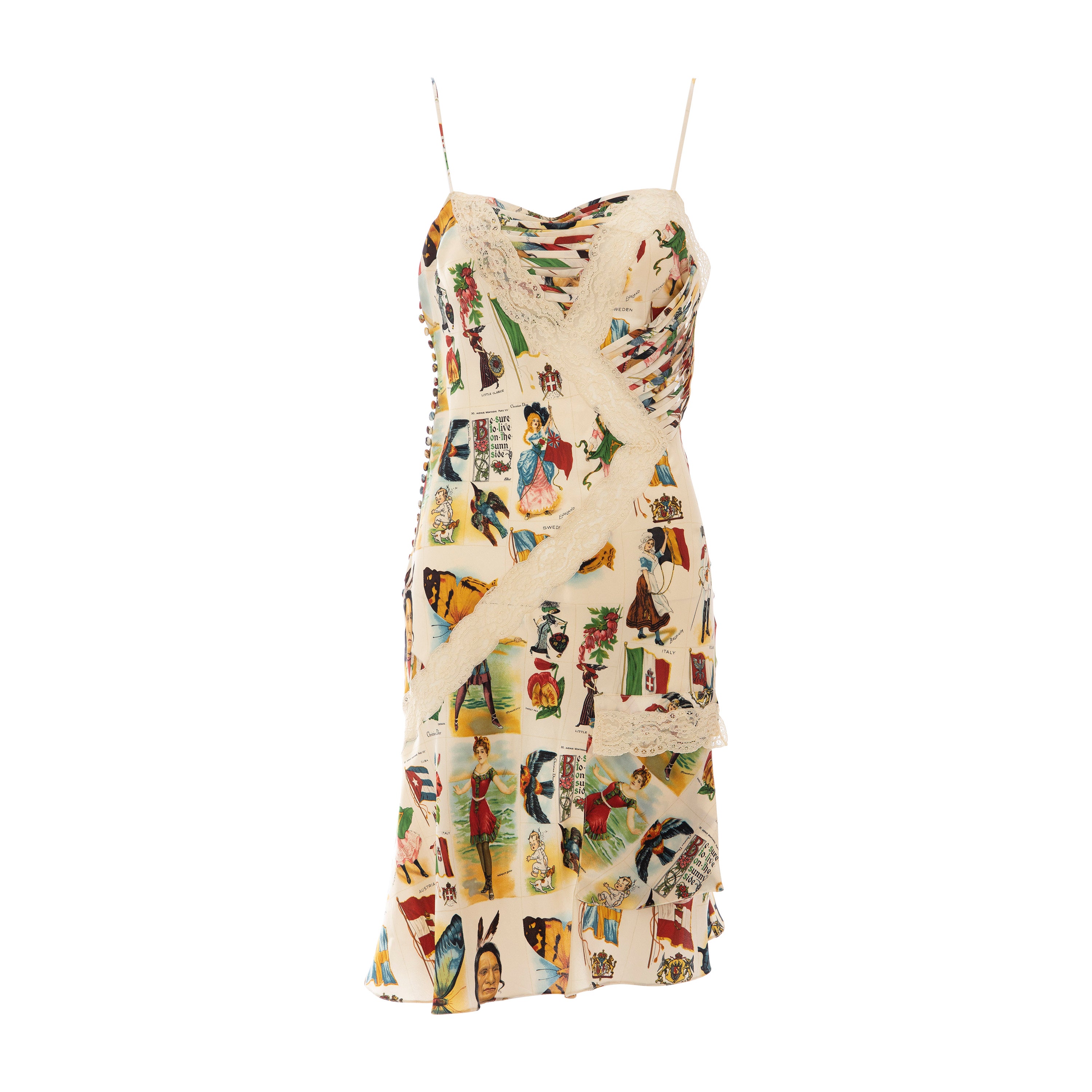 c1968 Christian Dior Demi-Couture Gold & Printed Silk Dress main image 0
