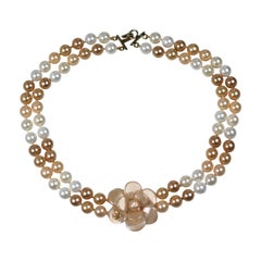 Retro Chanel Camellia on Ombre Pearls