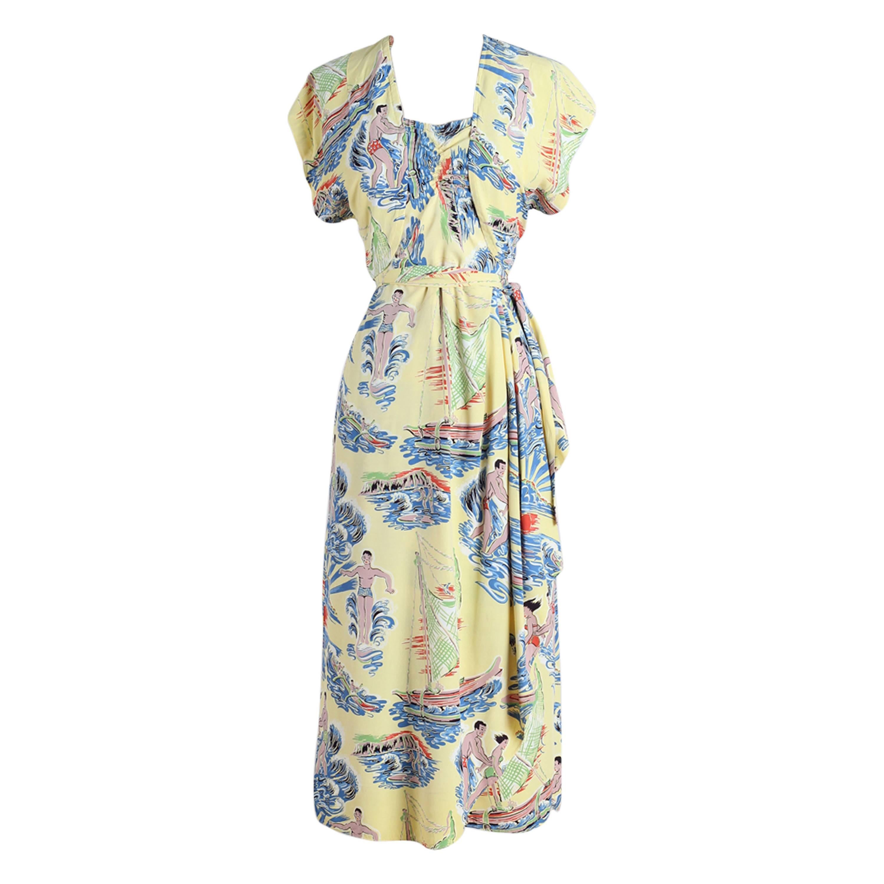 Vintage 1950s Surfriders Hawaiian Dress and Bolero