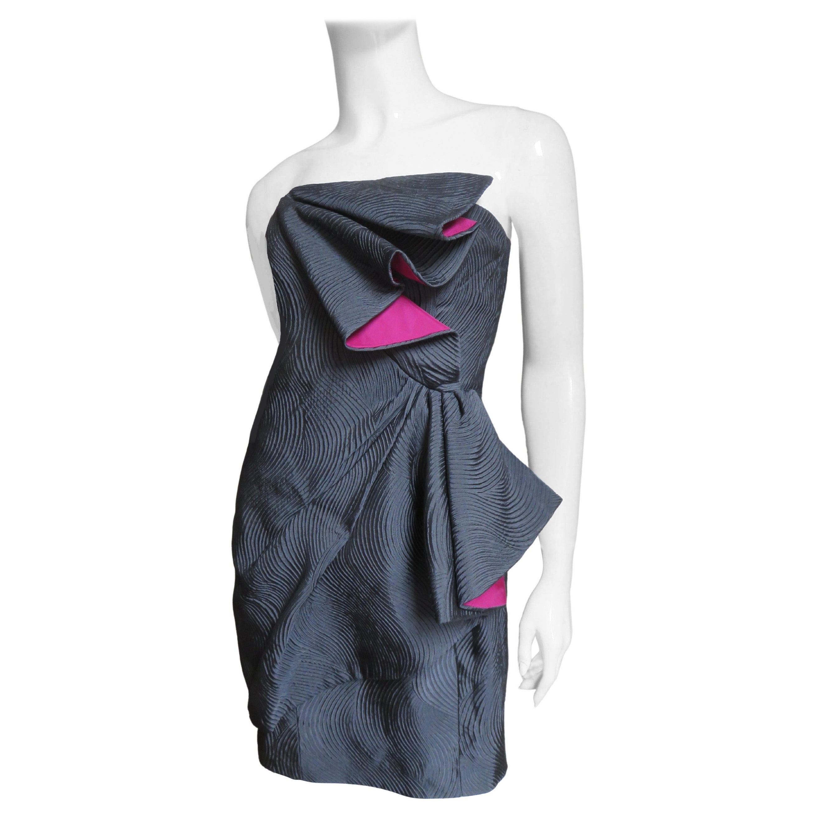 Emanuel Ungaro Strapless Color Block Dress