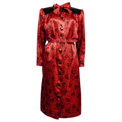 Yves Saint Laurent Blouse Dress in Printed Satin Circa 1990