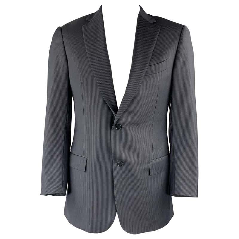 Men's ERMENEGILDO ZEGNA Suit - 40 Regular Navy Wool Pinstripe 3 Piece ...