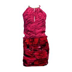 Roberto Cavalli Fuchsia and Red Floral Dress
