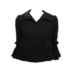 Chanel Black Tweed Jacket with Bell Sleeves