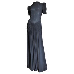 Vintage 1940s Romantic Gothic Black Maxi Dress