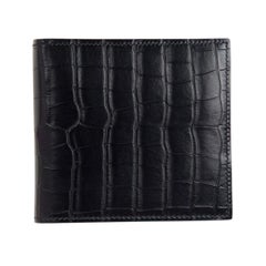 Hermes NEW Black Alligator Leather Men's Suit Bifold Bifold Pocket Wallet 