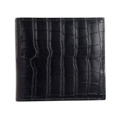 Hermes NEW Black Alligator Leather Men's Suit Bifold Bifold Pocket Wallet