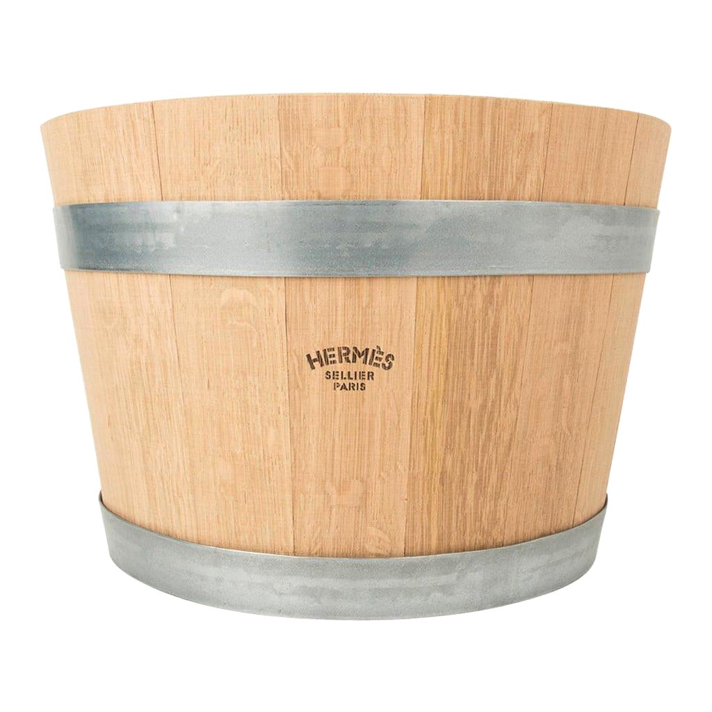 Hermes Groom Stable Bucket Oak Wood Leather Handle New For Sale