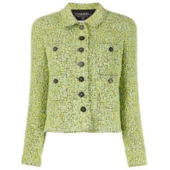 Chanel Green Bouclé Tweed Jacket