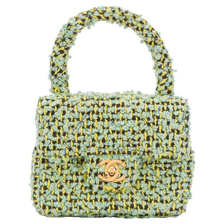 Chanel Green Tweed Mini Kelly Flap Bag at 1stDibs