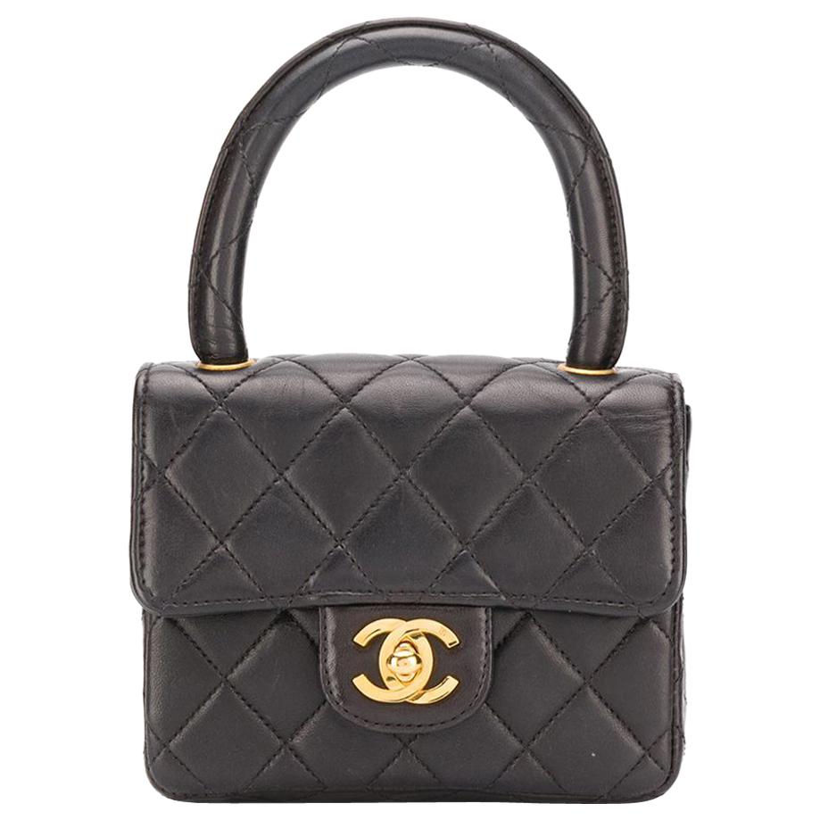 Chanel Black Leather Mini Kelly Flap Bag