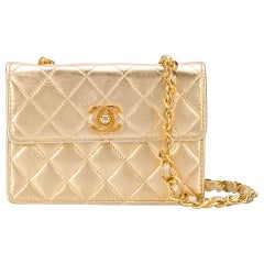 Vintage Chanel Metallic Gold Mini Crossbody Bag