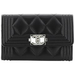 Chanel Boy Flap Card Holder Quilted Lambskin