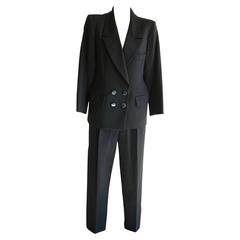 1980s Yves Saint Laurent RG Wool Double Breasted Trouser Suit (42FR)
