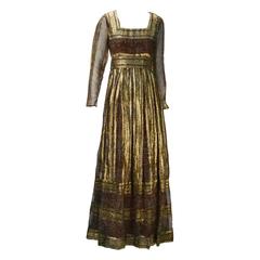 Late 60's Marc Bohan for Christian Dior Metallic Gold Evening Dress