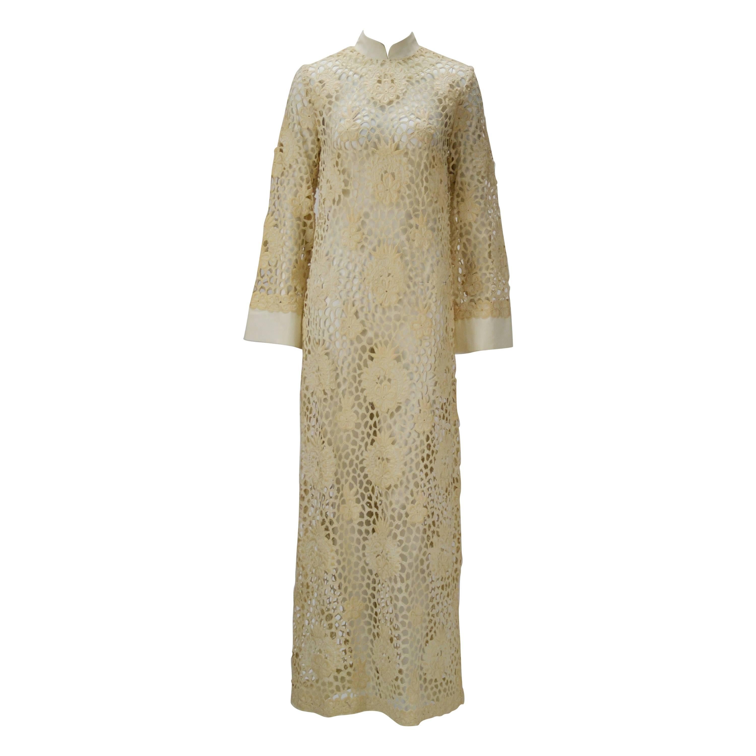 Embroidered Lace Kaftan, 1960s  For Sale