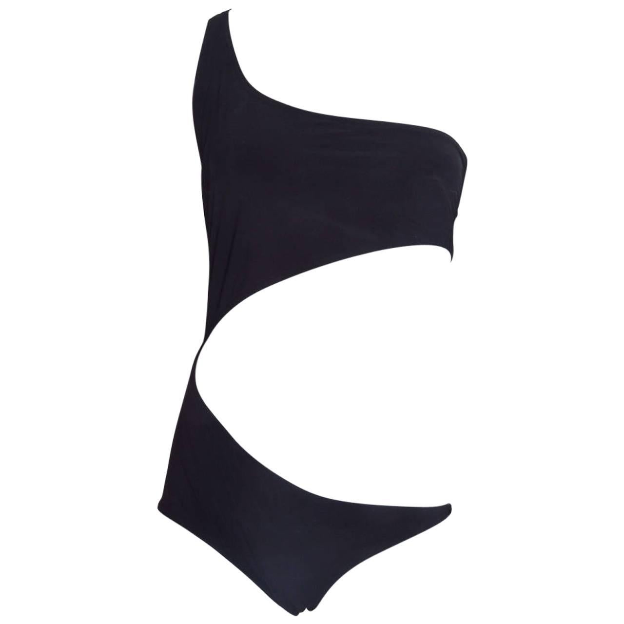 Gucci 2011 Black Cutout One-Shoulder Swim Suit