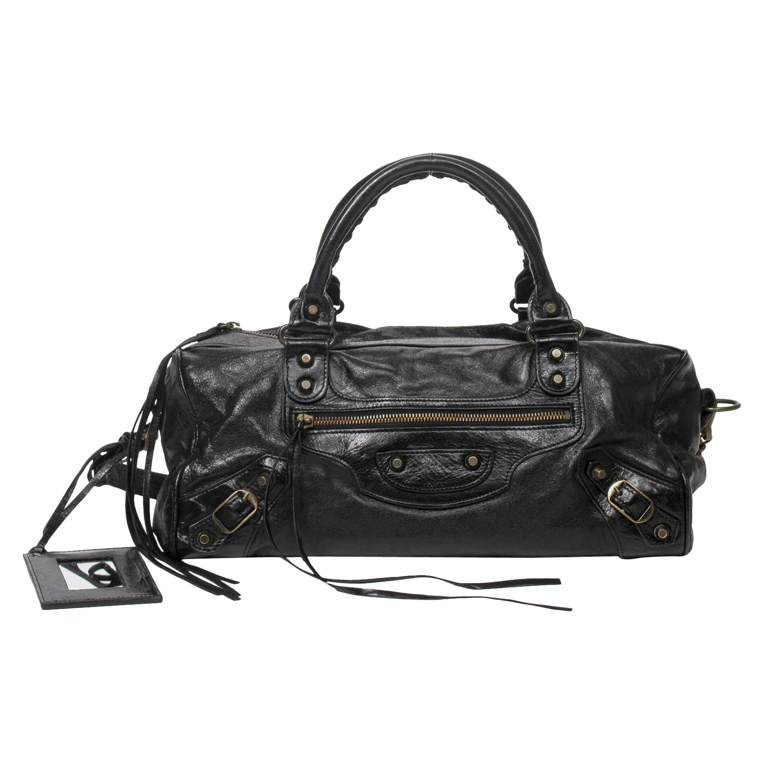 Balenciaga City Bag Black Distressed Leather For Sale