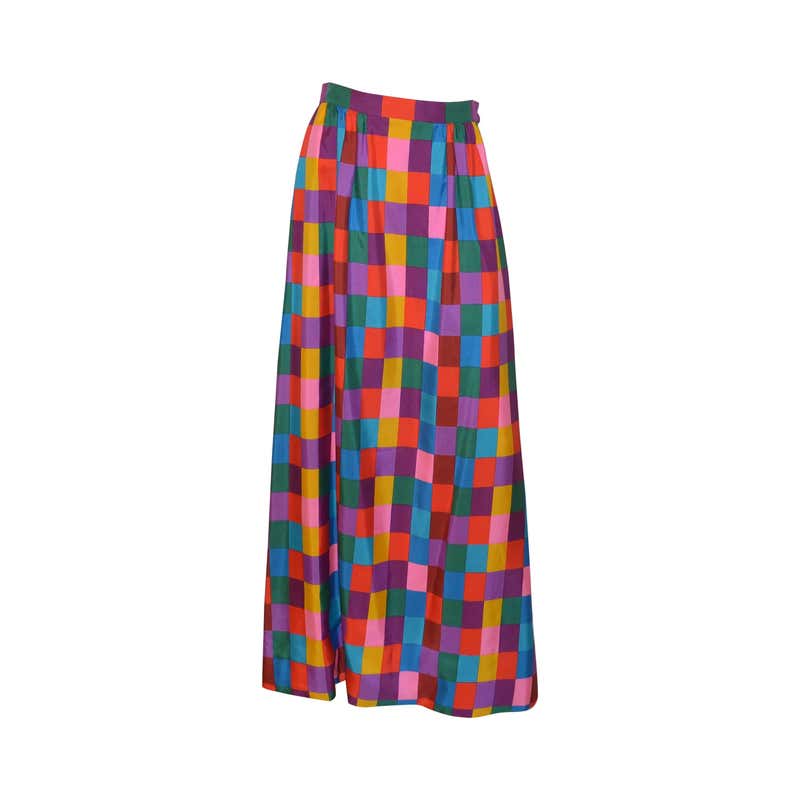 Valentino Vintage Rainbow Plaid Skirt at 1stDibs