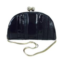 Judith Leiber black leather & snakeskin shoulder bag 1980s 5