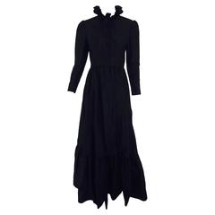 Shannon Rodgers for Jerry Silverman black Victorian style gown 1960s