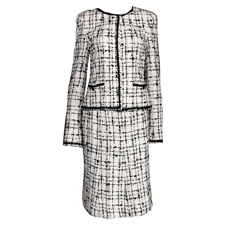 Timeless Chanel Signature Lesage Fantasy Tweed Skirt Suit with Sequins ...