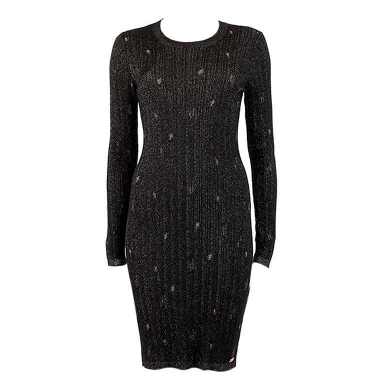 Chanel Black Silk Dress with Quilted Bodice For Sale at 1stDibs