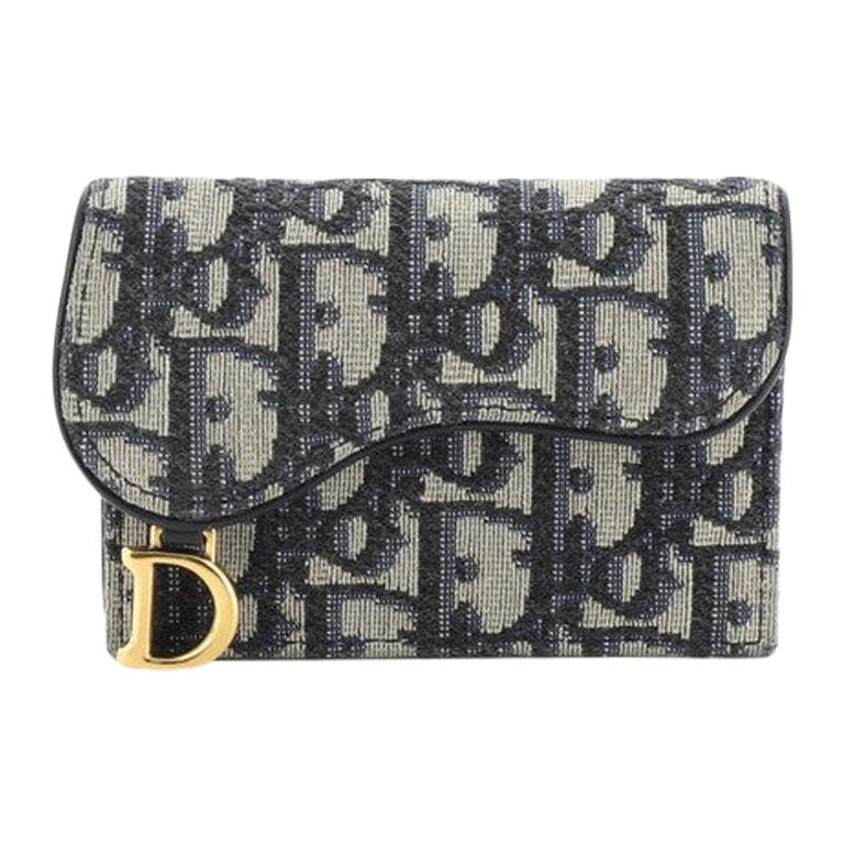Christian Dior Saddle Card Holder Oblique Canvas at 1stDibs
