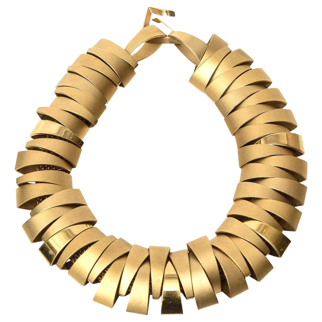  Sculptural Gold Plated Collar Necklace