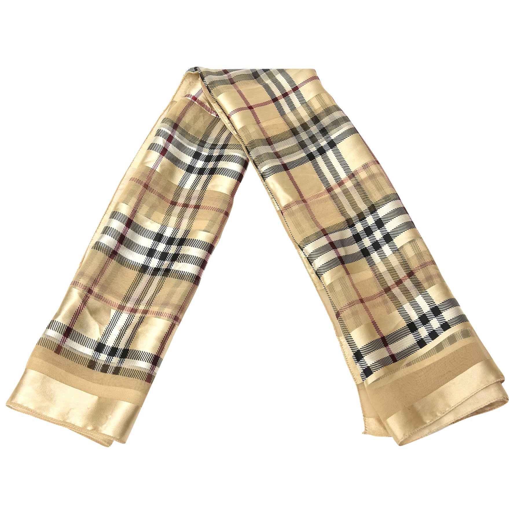 Authentic Burberry Shawl Scarf Camel Check Pattern Wool 54 inches at 1stDibs