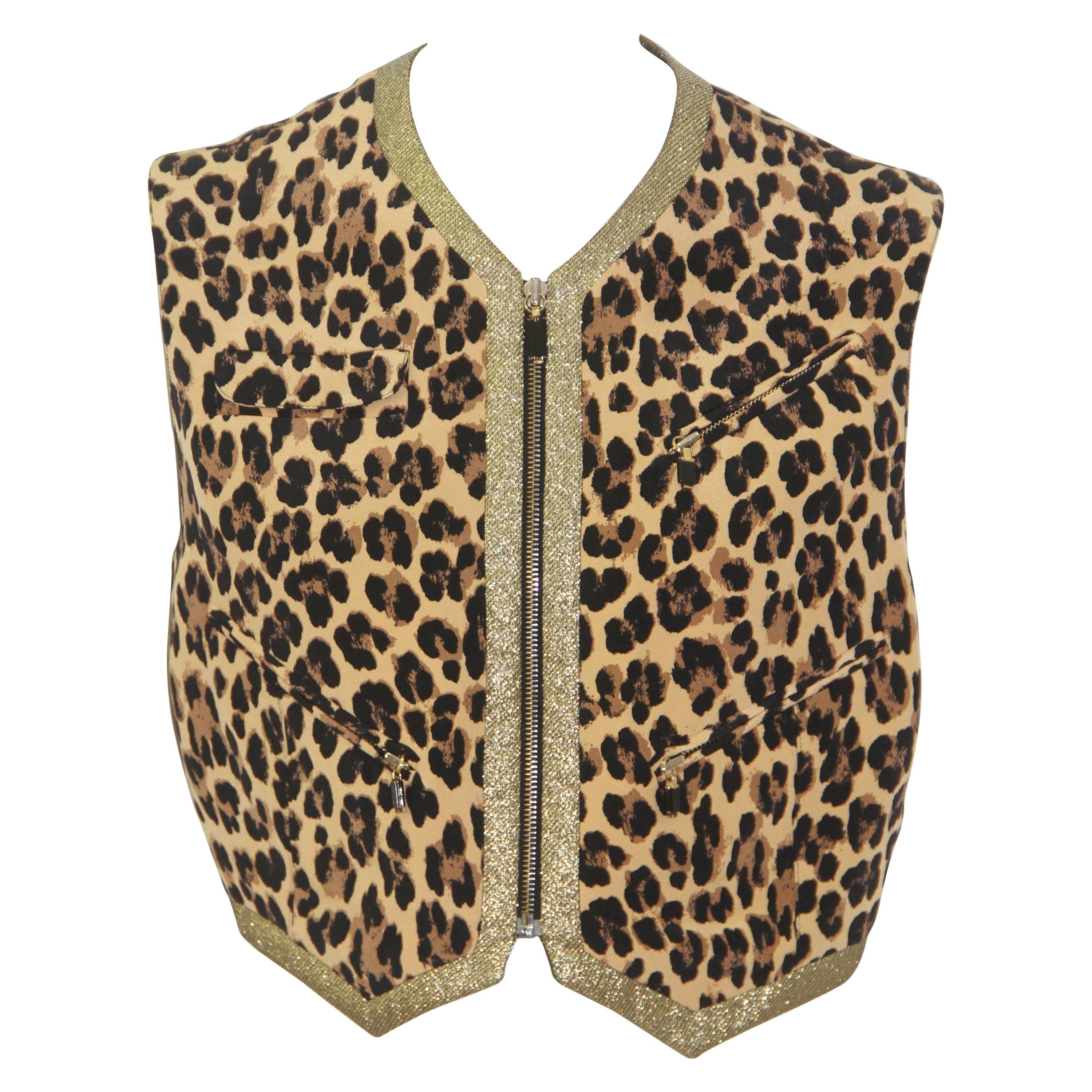 Gianni Versace Animal Printed Zip Waistcoat Vest Spring 1992 For Sale