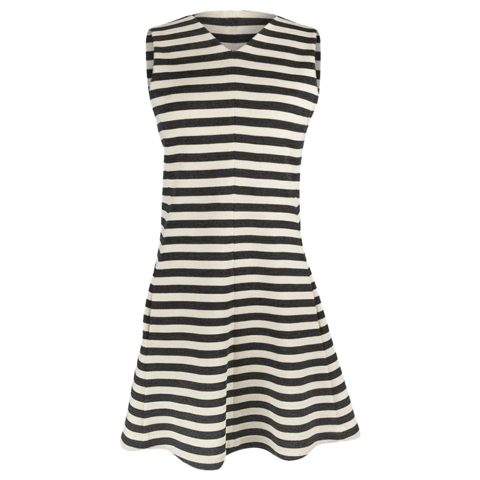 Chloe Dress Striped Charcoal and Vanilla A-Line Modern 38 / 4  For Sale
