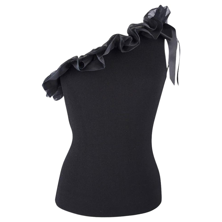 Valentino Top One Shoulder Ruffle and Bow Trim M  For Sale