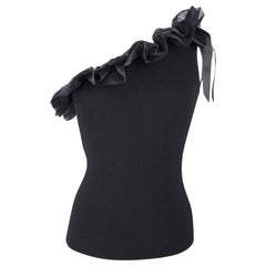 Valentino Top One Shoulder Ruffle and Bow Trim M 