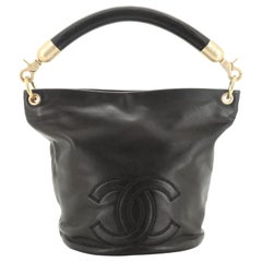 Chanel Vintage CC Handle Bucket Bag Leather Medium